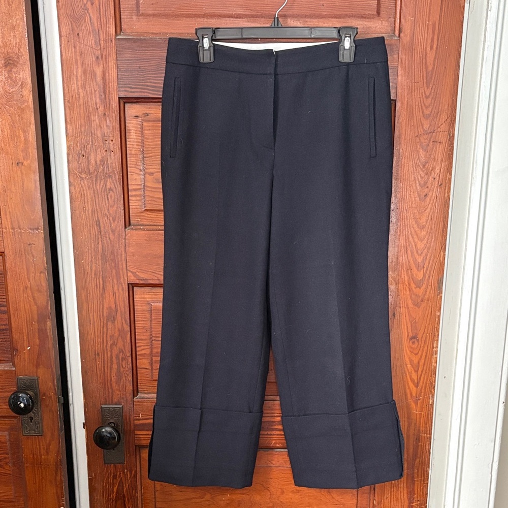 Studio Tomboy Cropped Cuffed Pants Size 8 Navy Blue